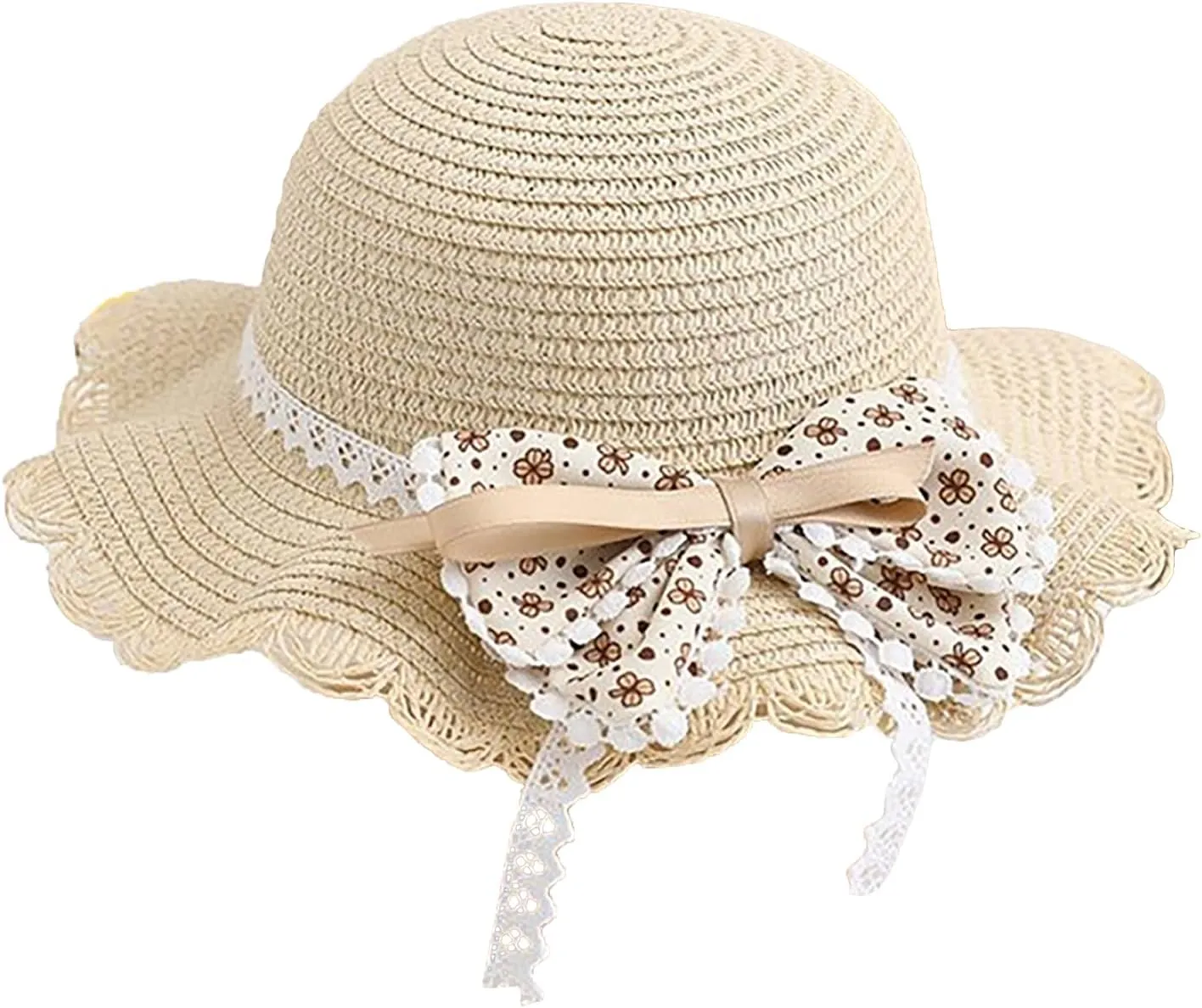 2pcs Girls Sun Hat with Shoulder Bag Set Large Brim Beach Straw Hat Purse UPF50  Cute Lace Travel Party Summer Cap