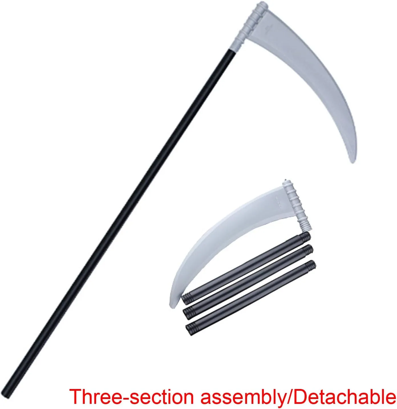 4 PCS Halloween Grim Reaper Costume Set, Black Hooded Cloak with Scythe & Skull Mask & Skeleton Gloves, Scary Halloween Costumes Ghostface Costume Cosplay Costume Props for Adults