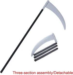 4 PCS Halloween Grim Reaper Costume Set, Black Hooded Cloak with Scythe & Skull Mask & Skeleton Gloves, Scary Halloween Costumes Ghostface Costume Cosplay Costume Props for Adults