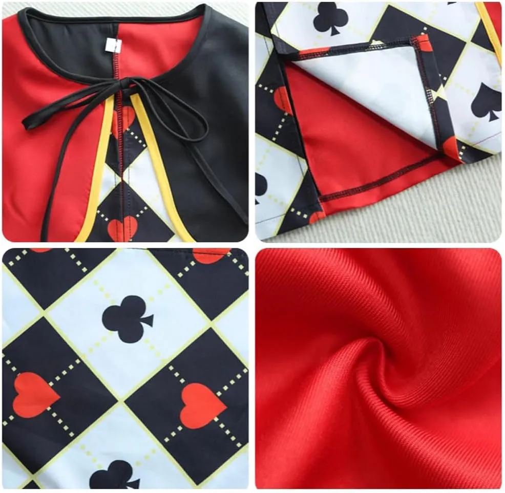 Adult Queen of Hearts Cosplay Robe Cloak Red Black Princess Hearts Halloween Costume Cape Wig Gloves Outfits