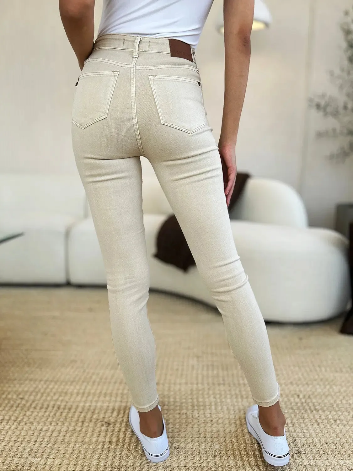 Aedre Judy Blue Size Inclusive Garment Dyed Tummy Control Skinny Jeans