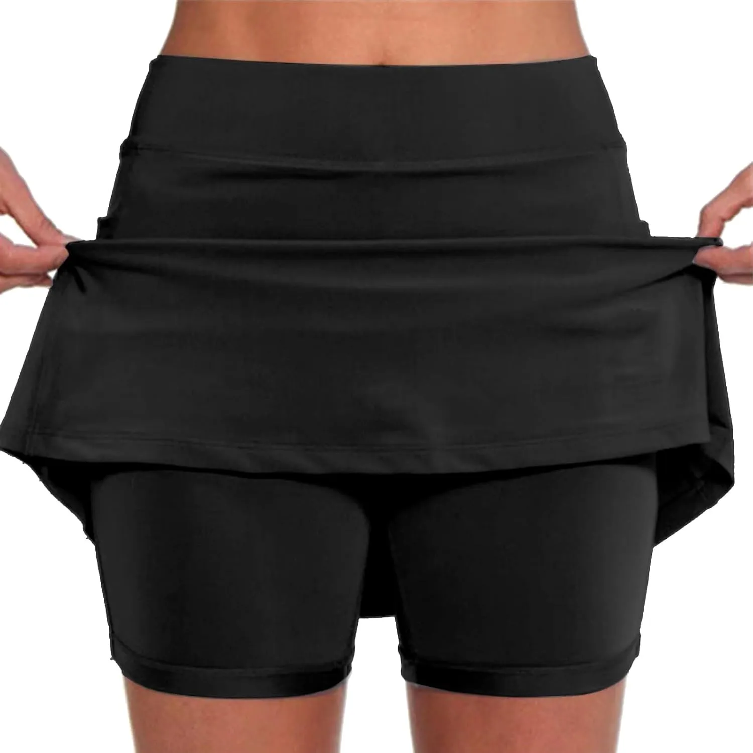 aihihe Skirts for Women Slit Trendy Summer Knee Length Modest Skorts for Women Knee Length Black Mini Skirt Women with Shorts