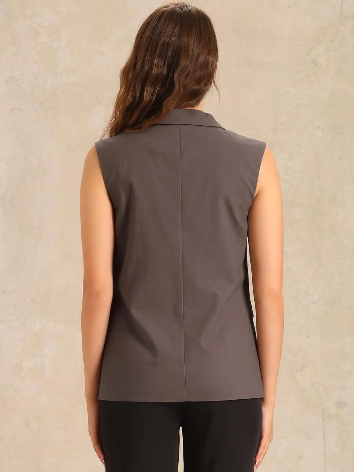 Allegra K Casual Sleeveless Blazer Vest for Women's Spring Summer Cotton Linen Work Office Suit Vest Jacket