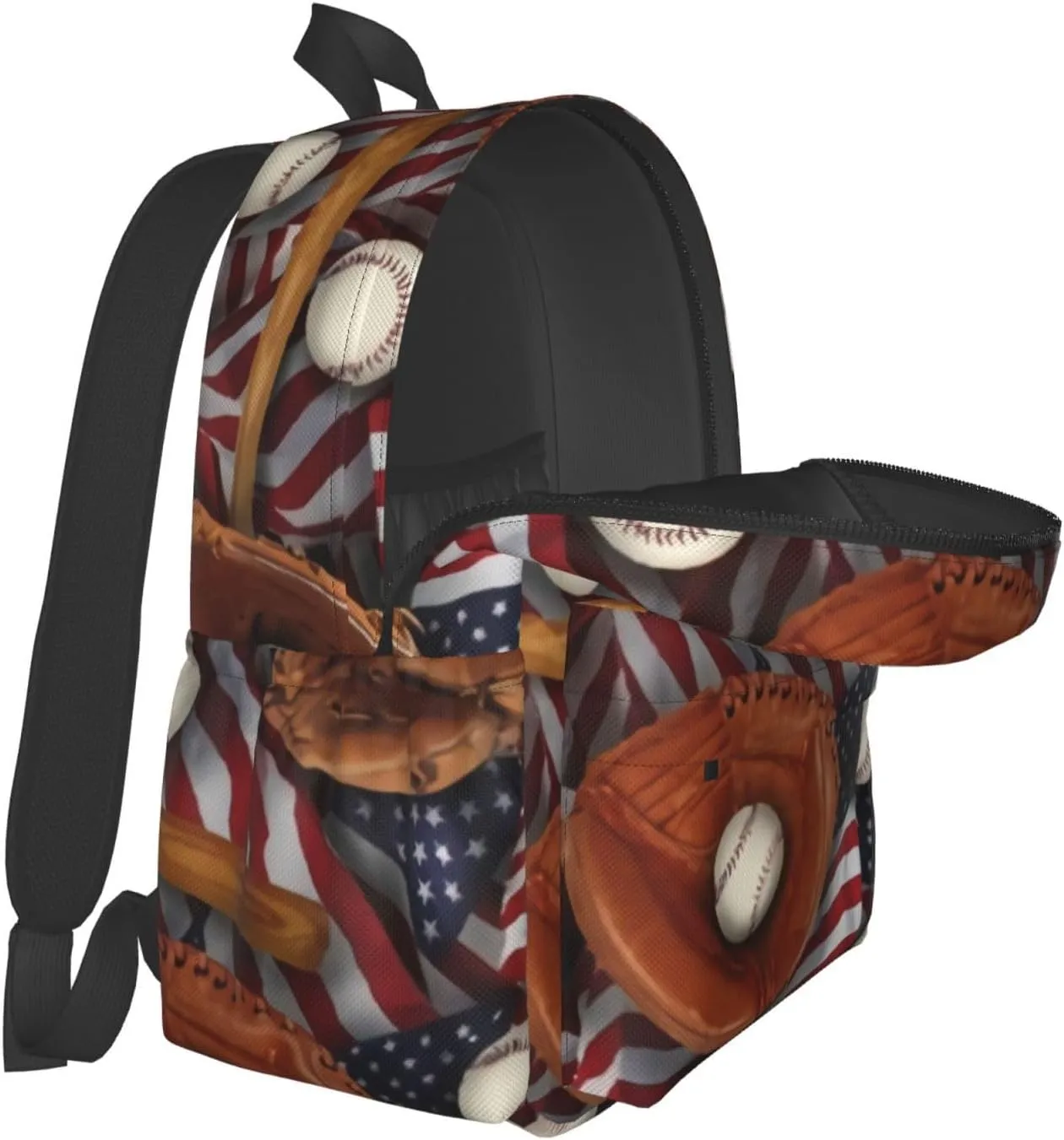 American Baseball Gloves And Flags Unisex Backpacks 15in Laptop Backpack Multipurpose Double Shoulder Bag For Men Women Gifts