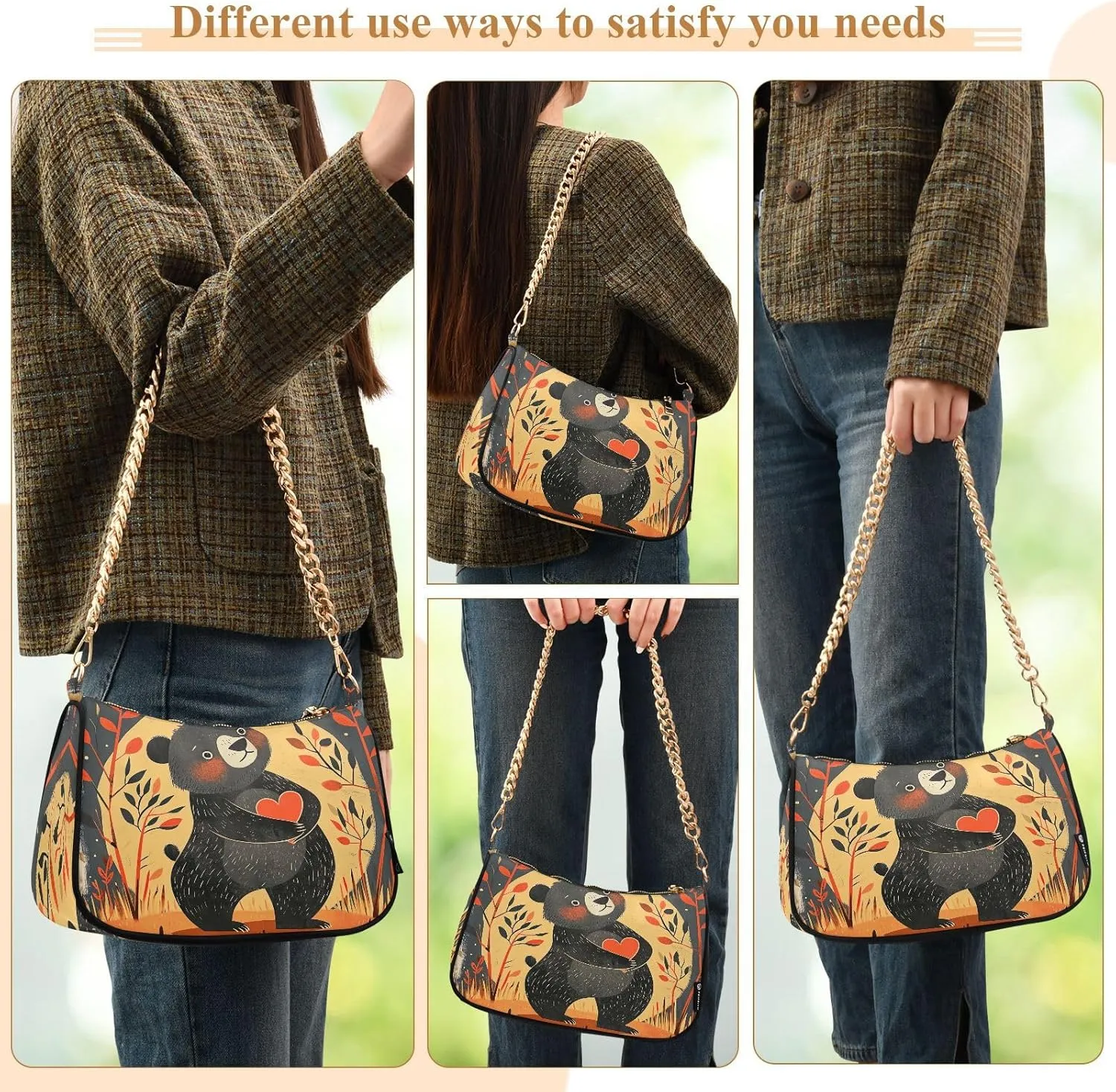 Angry Cat with Canary on Head Hand Bags for Women, Crossbody Bags
