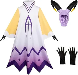 Anime Adam Cosplay Costume Hazbim Hotel Adam The Exorcist White Cloak Robe Cape Suit Gloves Headwear Halloween Outfit (XL-AdamFBA white)