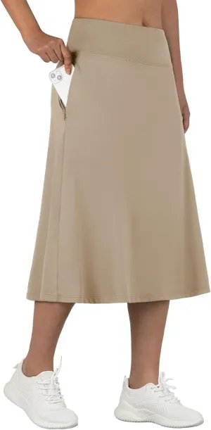 ANIVIVO Women's Midi Length Skorts Skirts with Pockets Modest Skirts 28" Long Knee Length Athletic Skorts