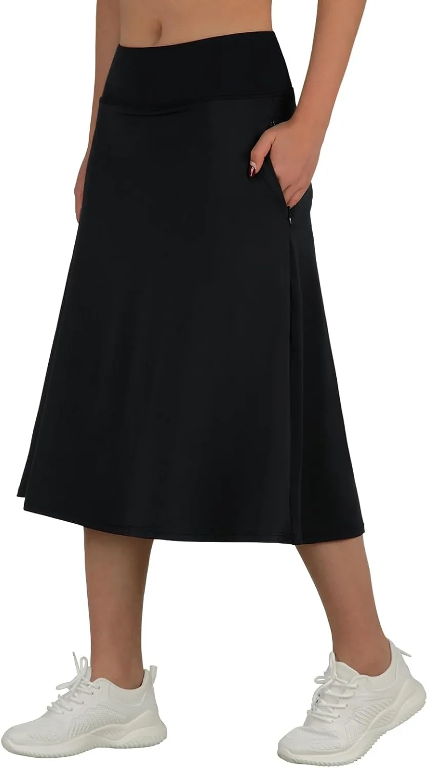 ANIVIVO Women's Midi Length Skorts Skirts with Pockets Modest Skirts 28" Long Knee Length Athletic Skorts
