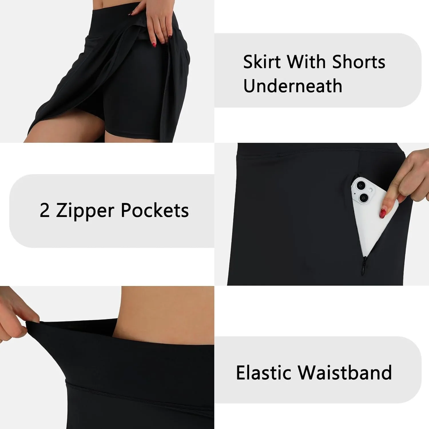 ANIVIVO Women's Midi Length Skorts Skirts with Pockets Modest Skirts 28" Long Knee Length Athletic Skorts