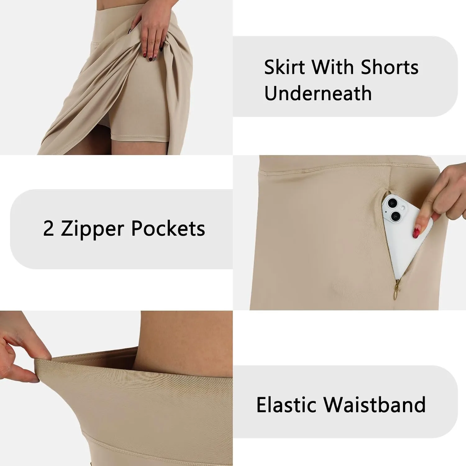 ANIVIVO Women's Midi Length Skorts Skirts with Pockets Modest Skirts 28" Long Knee Length Athletic Skorts