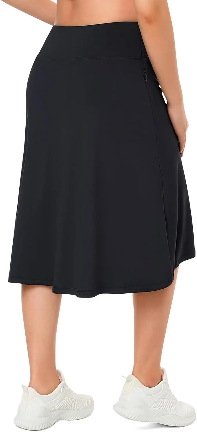ANIVIVO Women's Skorts Knee Length, Modest Long Skort Athletic Sports Casual Skirt with High Waisted Pockets
