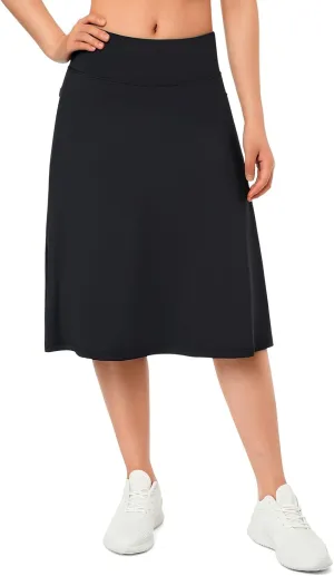 ANIVIVO Women's Skorts Knee Length, Modest Long Skort Athletic Sports Casual Skirt with High Waisted Pockets