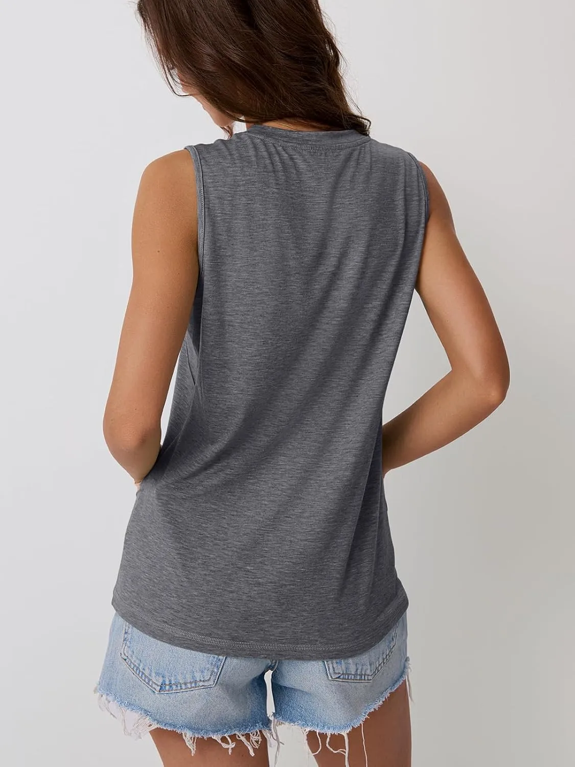 AUTOMET Womens Tank Tops Sleeveless Loose Fit Summer Shirts with Textured Line Details