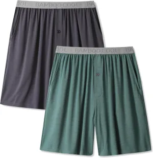 BAMBOO COOL Men's Pajama bottoms Soft Comfy Breathable Lightweight Lounge Sleepwear Pajamas Shorts with pockets 2 Pack