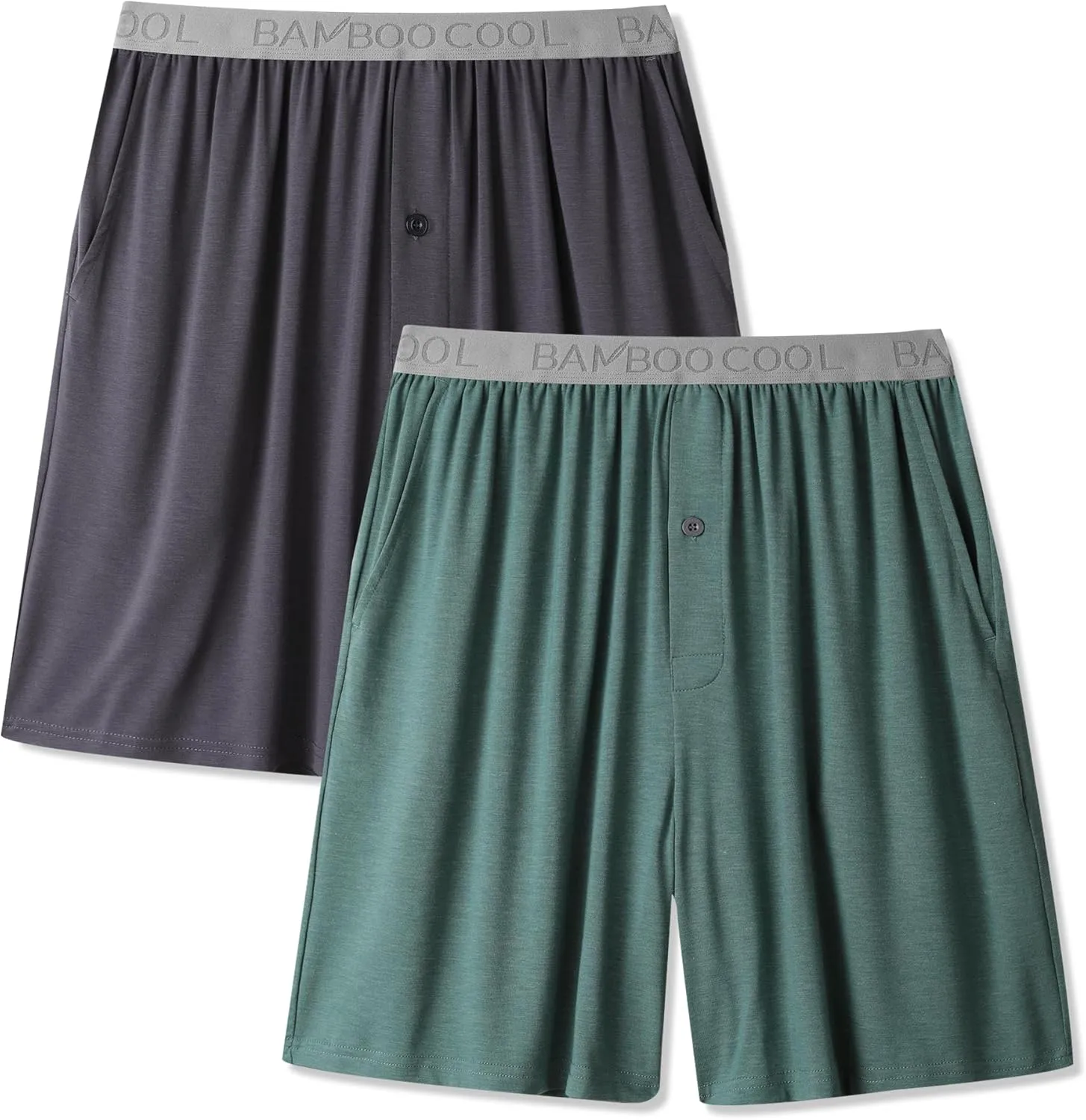 BAMBOO COOL Men's Pajama bottoms Soft Comfy Breathable Lightweight Lounge Sleepwear Pajamas Shorts with pockets 2 Pack