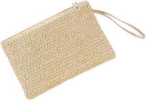 Beaupretty Straw Braid Wallet Portable Change Purse Multi Functional Beach Bag for Cards and Coins for Travel and Everyday Use