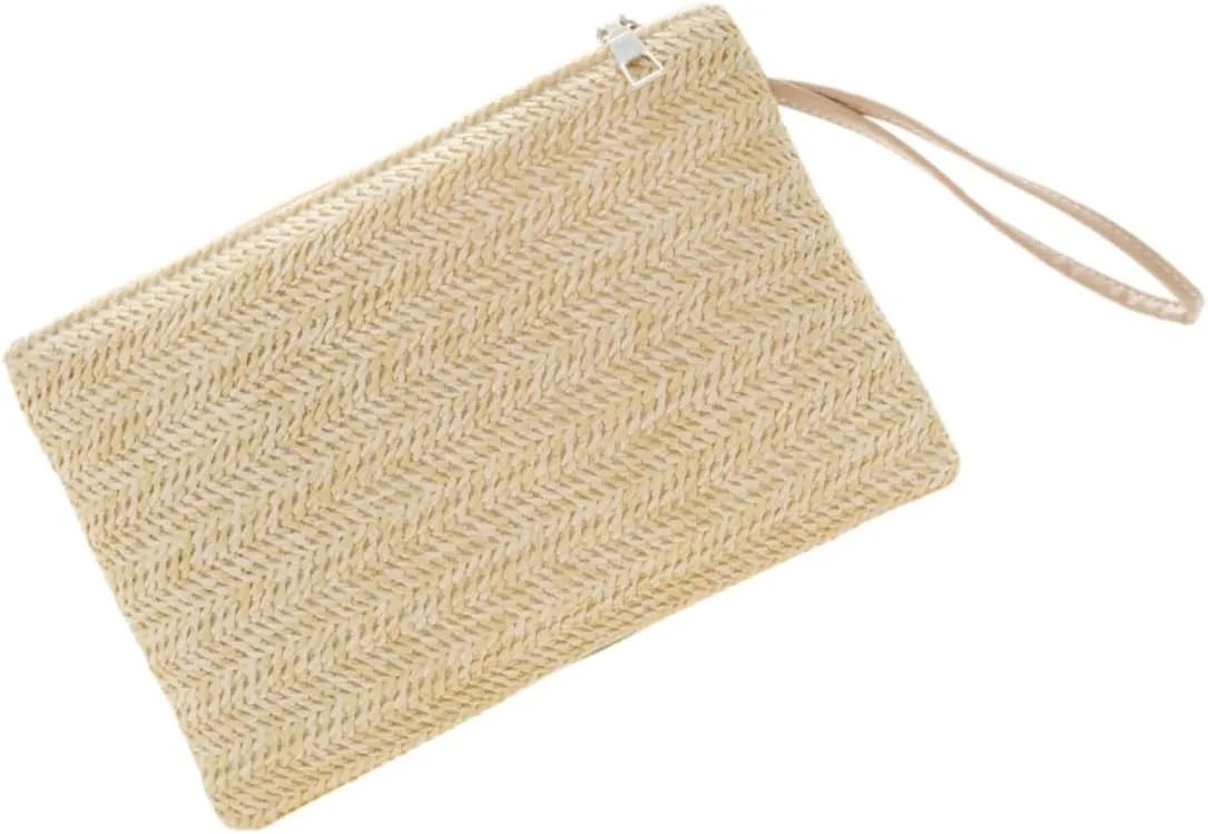 Beaupretty Straw Braid Wallet Portable Change Purse Multi Functional Beach Bag for Cards and Coins for Travel and Everyday Use