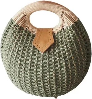 Beautiful Shell Shape Straw Handbag Handbag Rattan Green Bag for Women Fashionable and Practical
