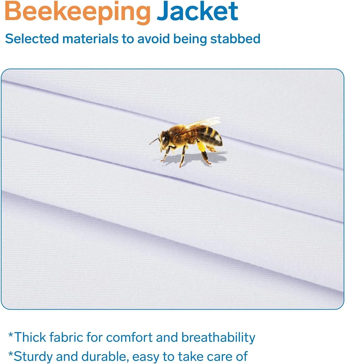 Bee Suit - Beekeeping Jacket for Men & Women - Polycotton Jacket with Beekeeping Gloves (White)