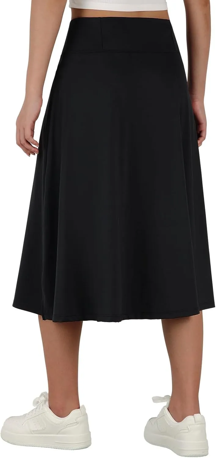 beroy Women 28" Long Skorts for Woman with 2 Pockets Modest Skirt with Shorts Underneath High Waisted Long Skorts