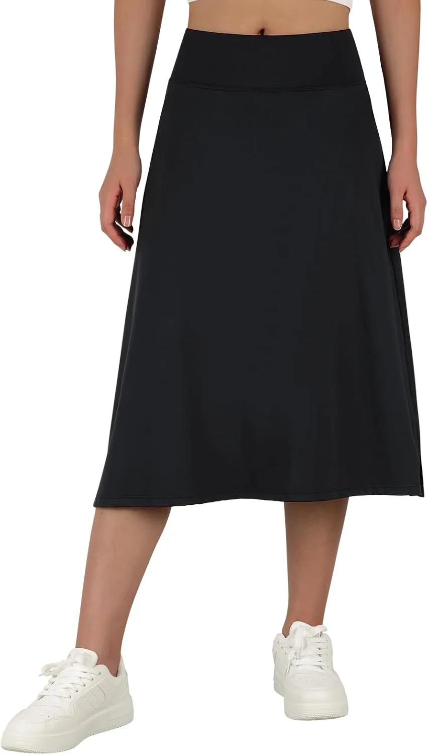 beroy Women 28" Long Skorts for Woman with 2 Pockets Modest Skirt with Shorts Underneath High Waisted Long Skorts