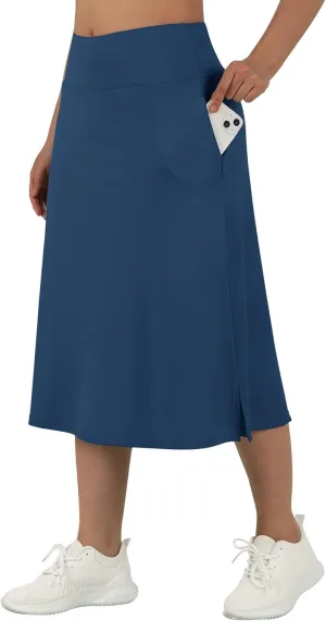 beroy Women 28" Long Skorts for Woman with 2 Pockets Modest Skirt with Shorts Underneath High Waisted Long Skorts