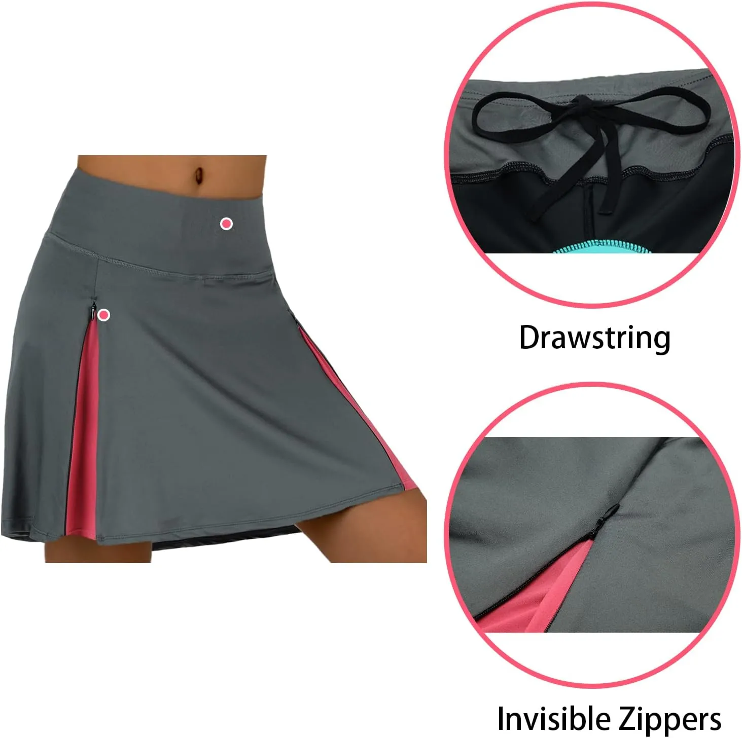 beroy Women Quick Dry and Breathable Cycling Skirt Shorts,Bike Skorts Pantskirt with 3D Padded