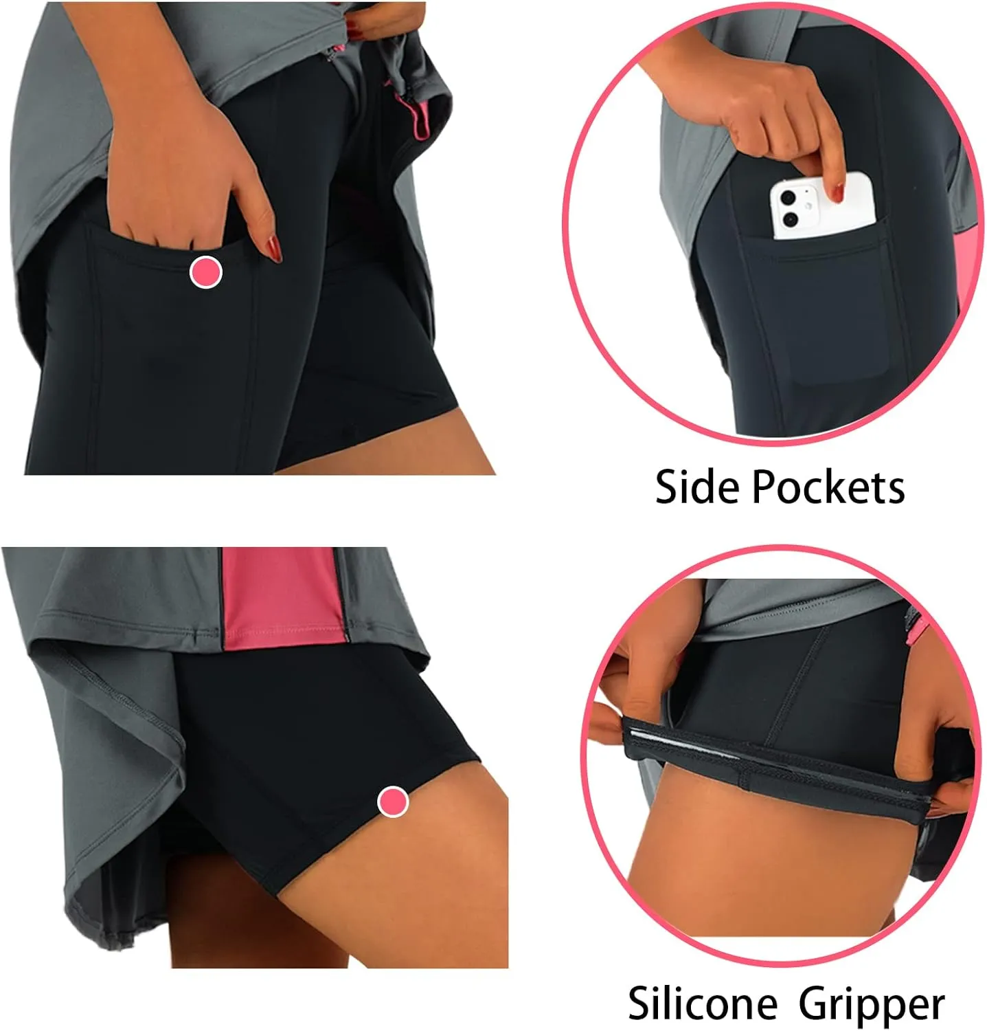 beroy Women Quick Dry and Breathable Cycling Skirt Shorts,Bike Skorts Pantskirt with 3D Padded