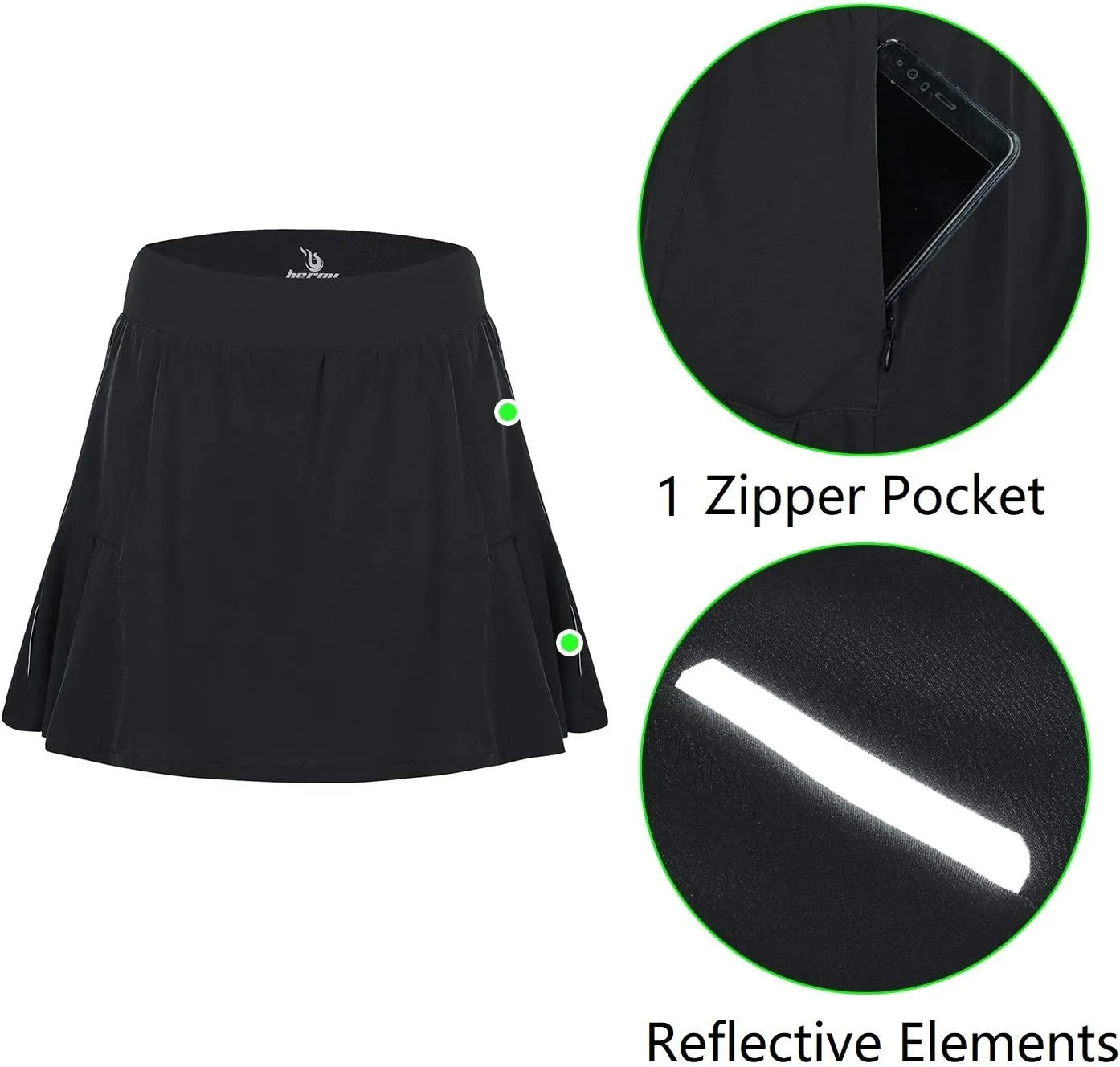 beroy Women Quick Dry and Breathable Cycling Skirt Shorts,Bike Skorts Pantskirt with 3D Padded