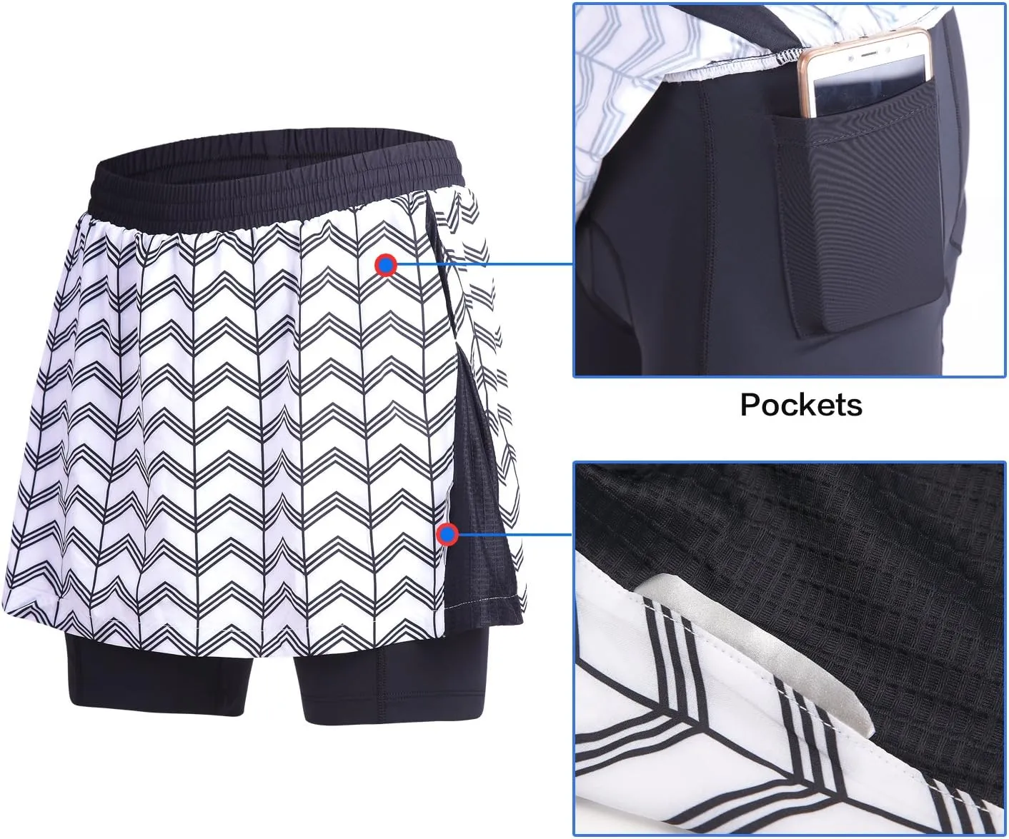 beroy Women Quick Dry and Breathable Cycling Skirt Shorts,Bike Skorts Pantskirt with 3D Padded