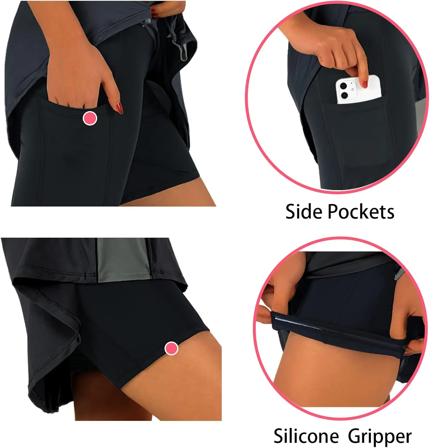 beroy Women Quick Dry and Breathable Cycling Skirt Shorts,Bike Skorts Pantskirt with 3D Padded