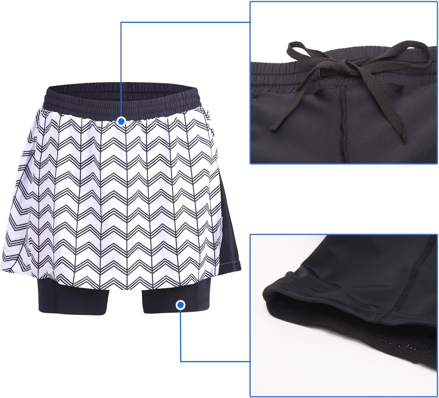 beroy Women Quick Dry and Breathable Cycling Skirt Shorts,Bike Skorts Pantskirt with 3D Padded