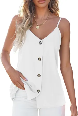BLENCOT Women Summer Tank Tops Casual V Neck Strappy Loose Beach Sleeveless Shirts Blouses