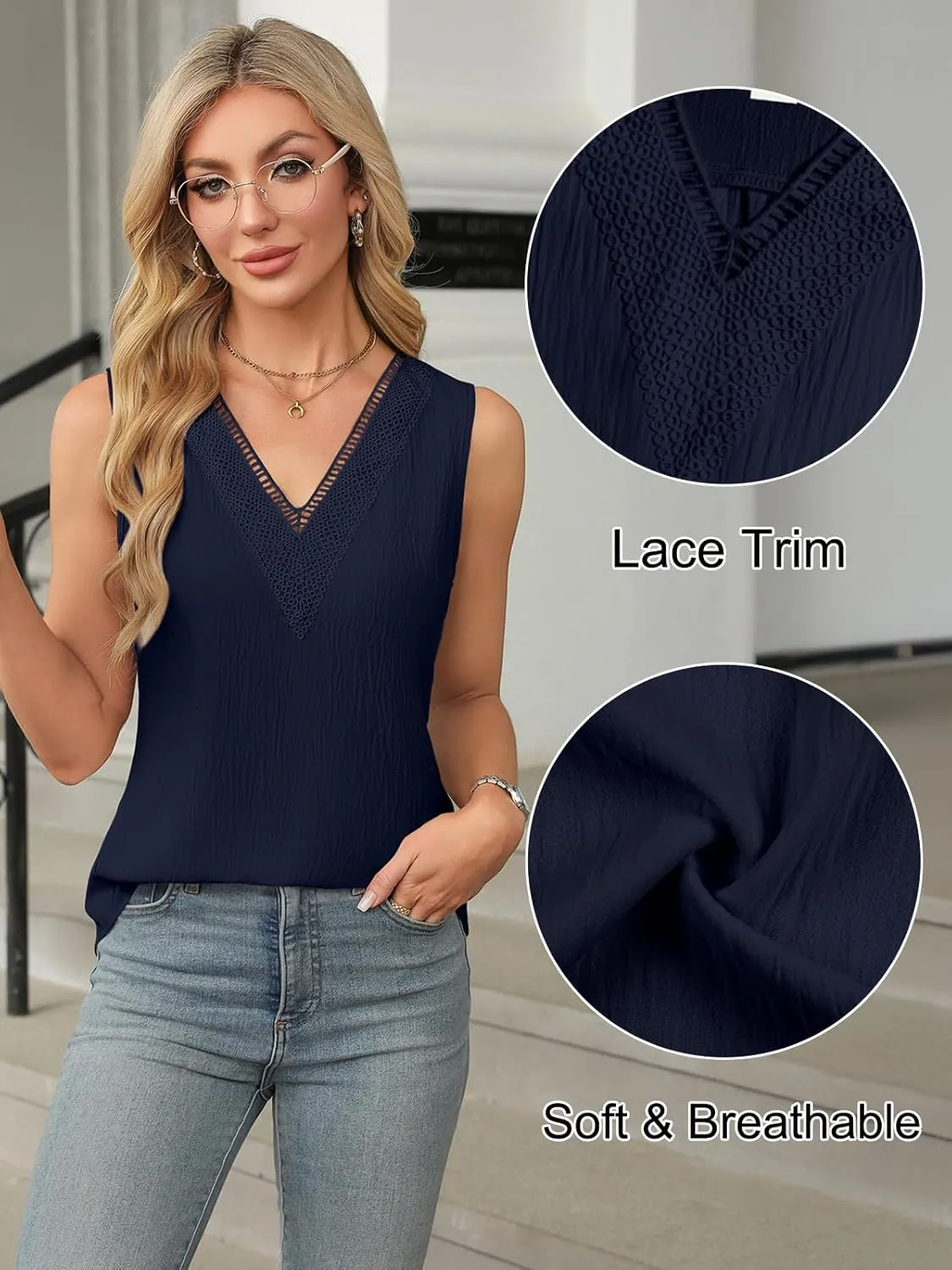 Blooming Jelly Womens Summer Tank Tops Trendy Sleeveless Business Casual Outfits Dressy Loose Basic Work Shirts