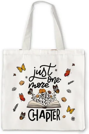 Book Tote Bag, Just One More Chapter Canvas Tote Bag for Women, Book Lovers Gifts, Book Reader Gifts, Book Club Gifts, Library Tote Bag, Bookish Gifts, Grocery Bags Reusable Shopping Bags