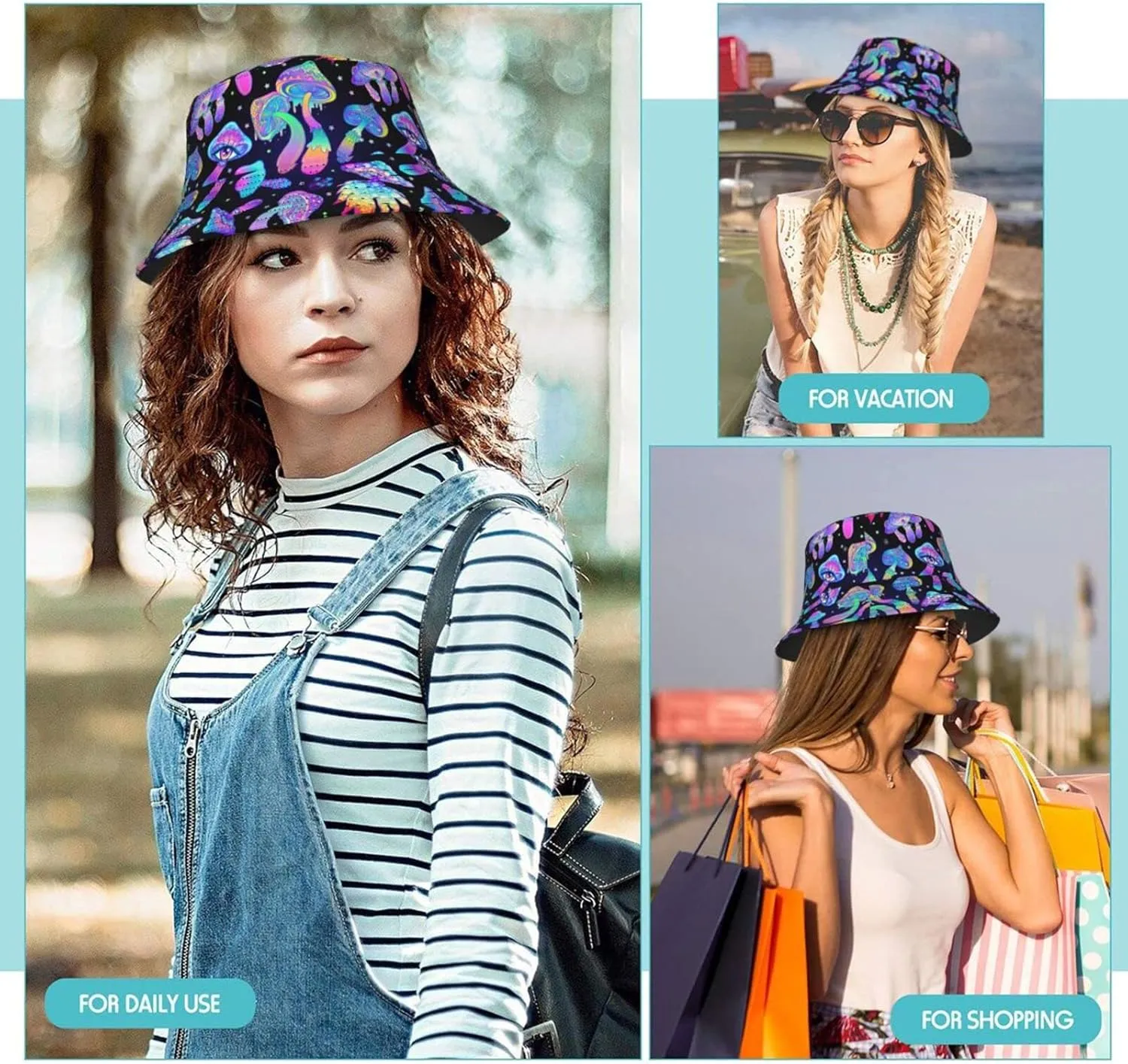 Bucket Hat Summer Beach Fisherman Cap Packable Sun Hats