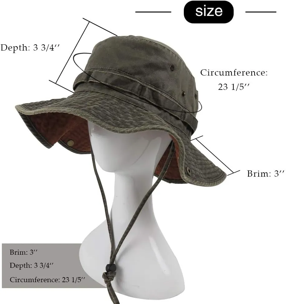 Bucket Hat Wide Brim UV Protection Sun Hat Boonie Hats Fishing Hiking Safari Outdoor Hats for Men and Women