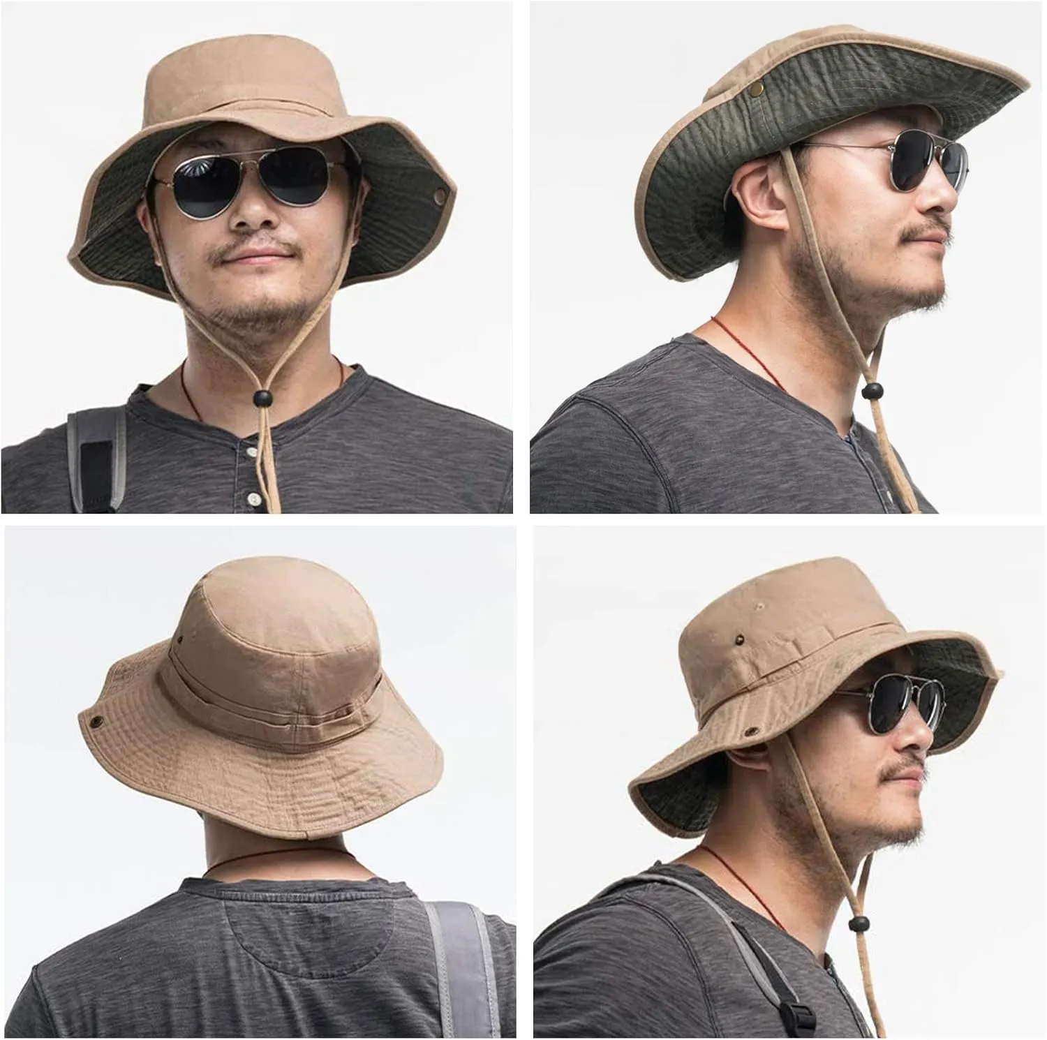 Bucket Hat Wide Brim UV Protection Sun Hat Boonie Hats Fishing Hiking Safari Outdoor Hats for Men and Women