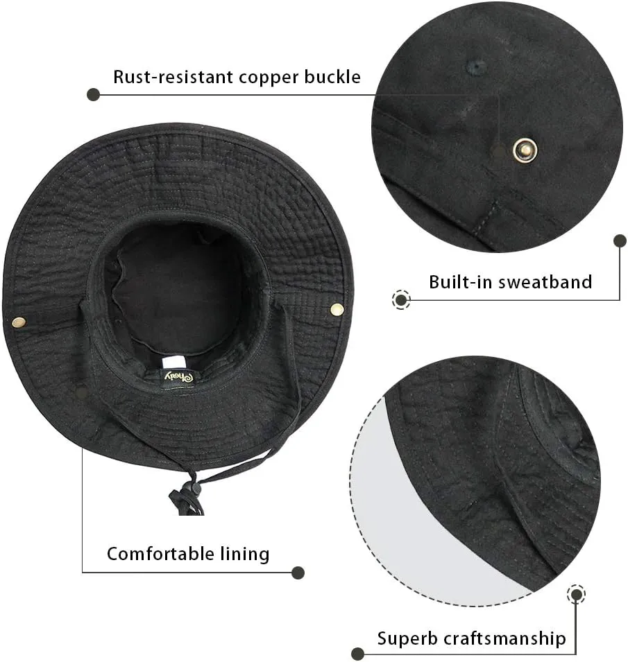 Bucket Hat Wide Brim UV Protection Sun Hat Boonie Hats Fishing Hiking Safari Outdoor Hats for Men and Women