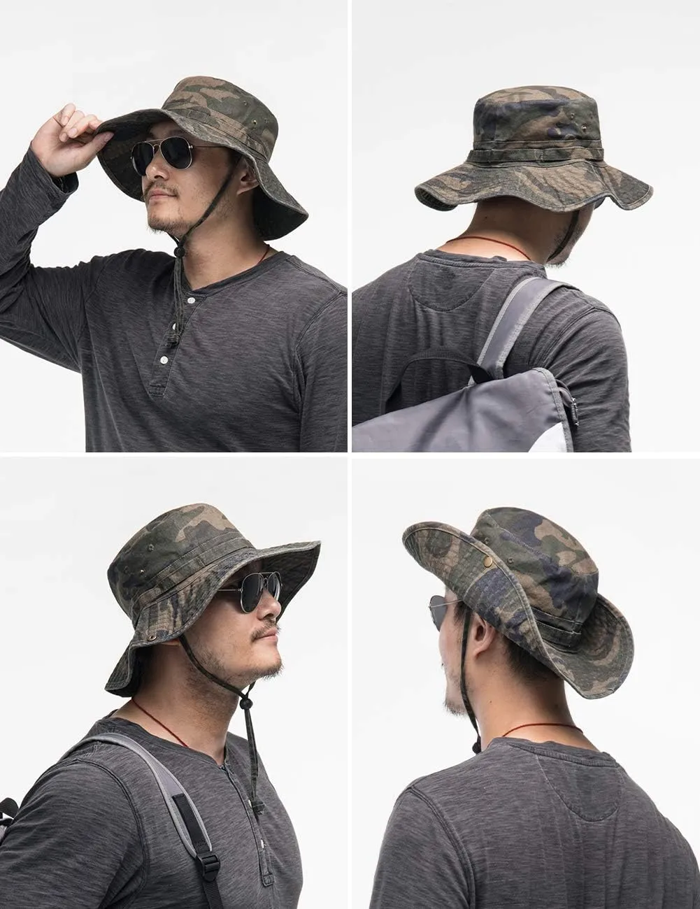 Bucket Hat Wide Brim UV Protection Sun Hat Boonie Hats Fishing Hiking Safari Outdoor Hats for Men and Women