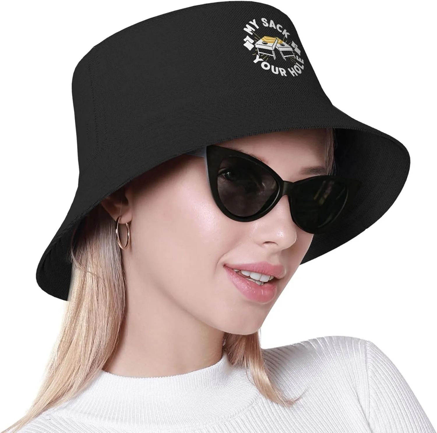 Bucket Hats Fashion Sun Cap Packable Outdoor Fisherman Hat for Women and Men Cornhole Your Hole is My Goal 5 Bucket Hats