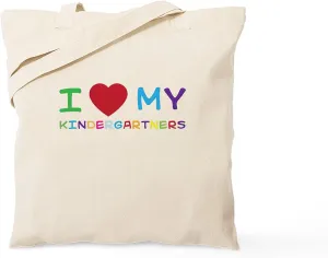 CafePress I Love My Kindergartners Tote Bag Natural Canvas Tote Bag, Reusable Shopping Bag