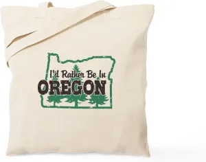 CafePress I'd Rather Be In Oregon Tote Bag Natural Canvas Tote Bag, Reusable Shopping Bag