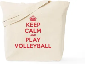 CafePress Keep Calm Play Volleyball Tote Bag Natural Canvas Tote Bag, Reusable Shopping Bag