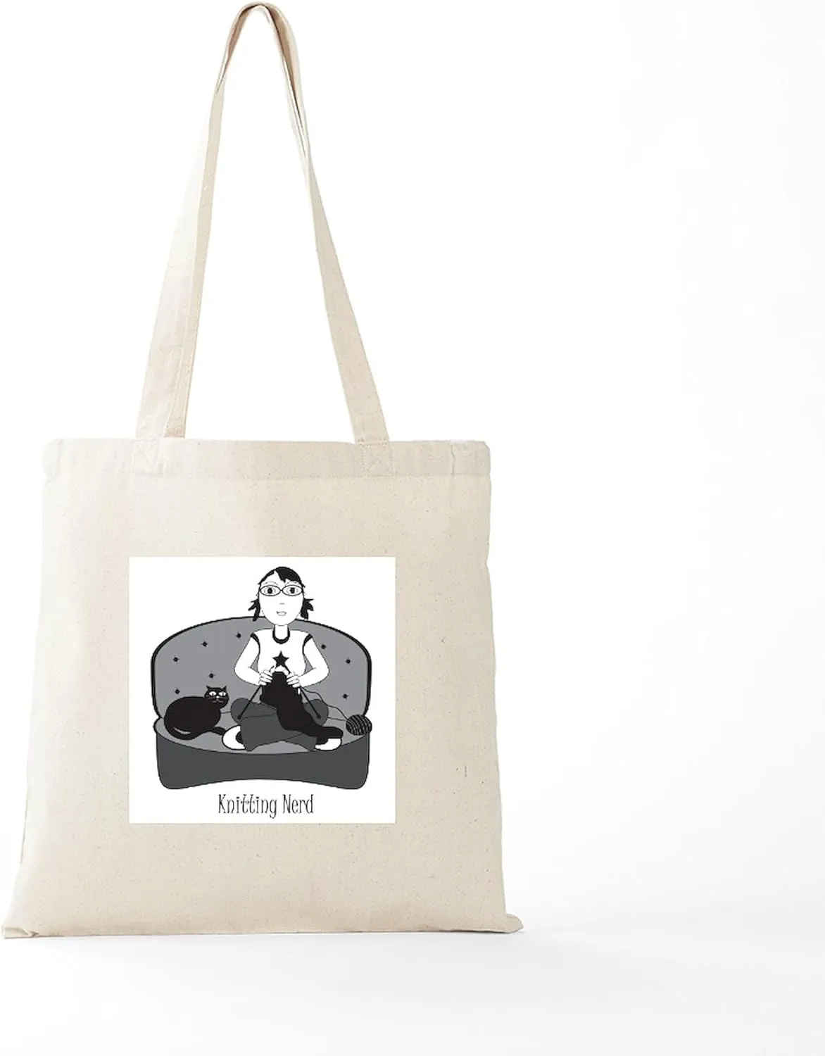 CafePress Knitting Nerd Tote Bag Natural Canvas Tote Bag, Reusable Shopping Bag