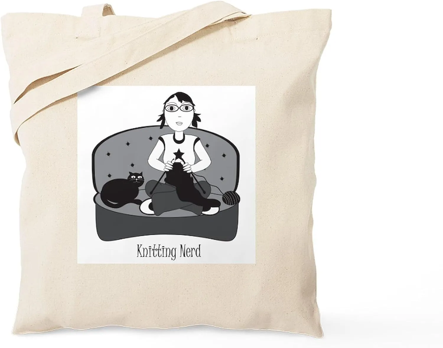 CafePress Knitting Nerd Tote Bag Natural Canvas Tote Bag, Reusable Shopping Bag