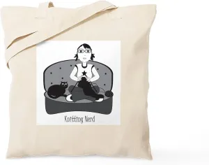 CafePress Knitting Nerd Tote Bag Natural Canvas Tote Bag, Reusable Shopping Bag