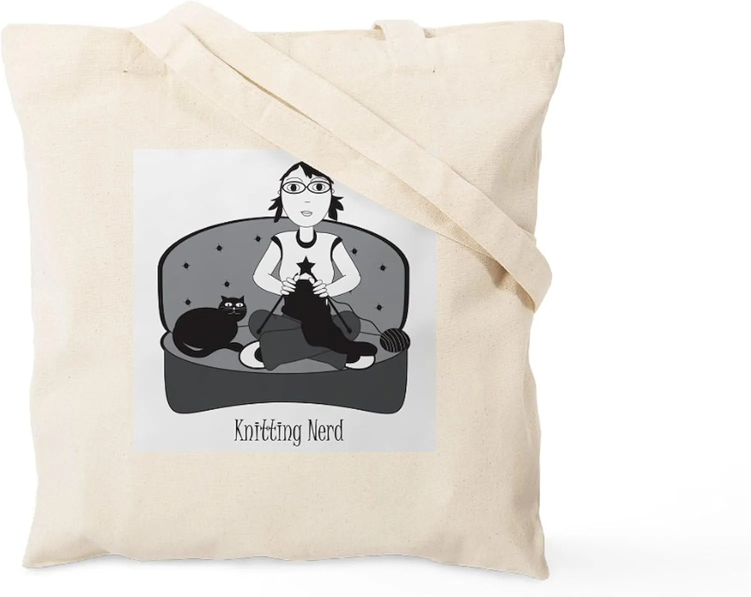 CafePress Knitting Nerd Tote Bag Natural Canvas Tote Bag, Reusable Shopping Bag