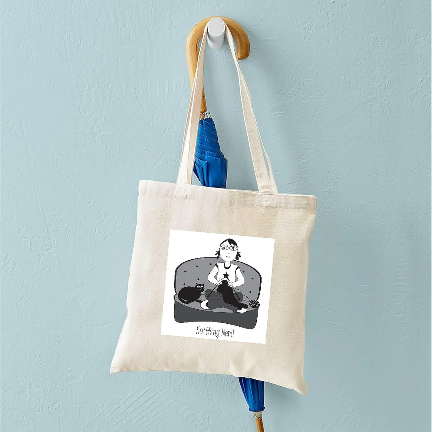 CafePress Knitting Nerd Tote Bag Natural Canvas Tote Bag, Reusable Shopping Bag