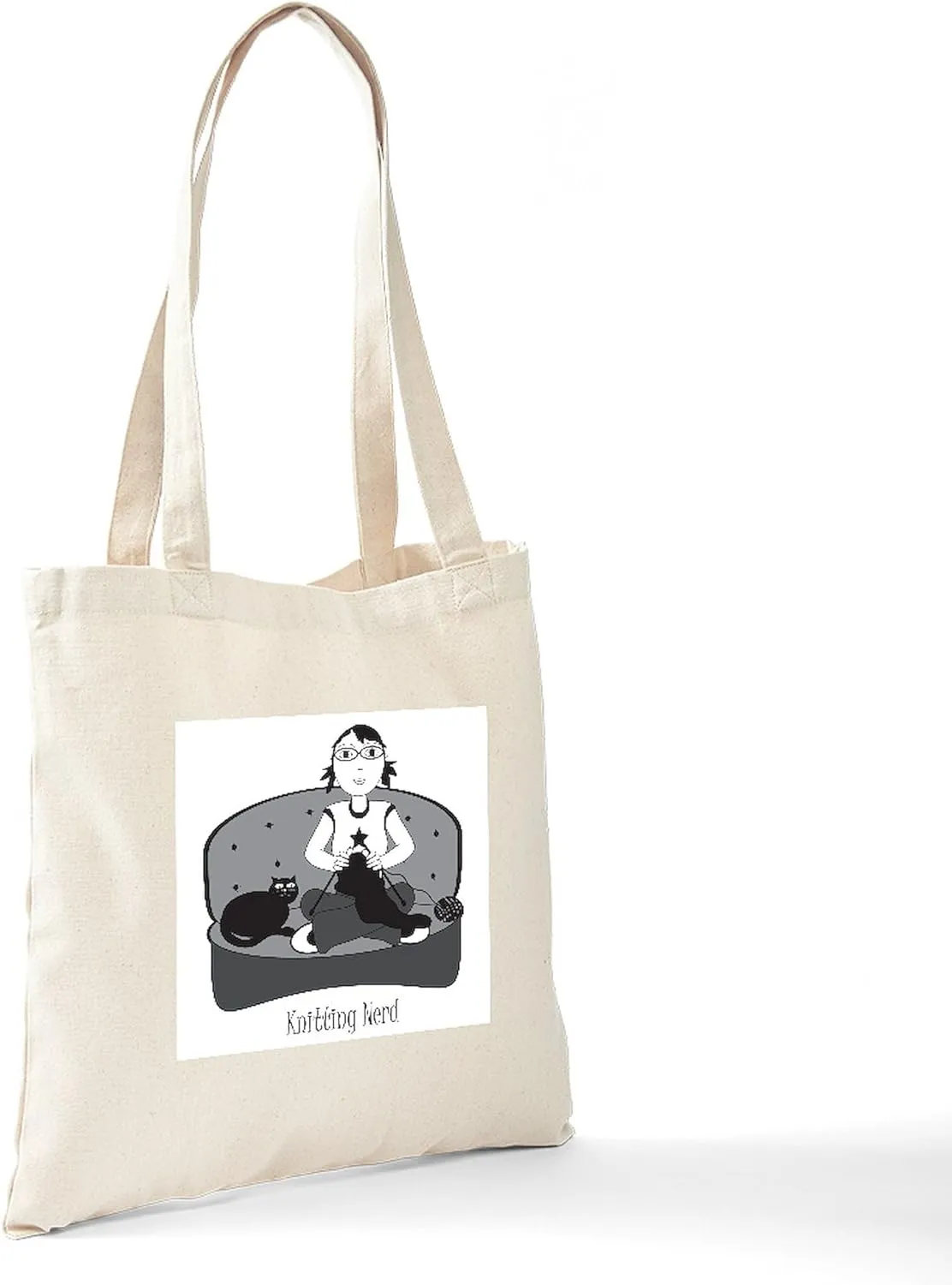 CafePress Knitting Nerd Tote Bag Natural Canvas Tote Bag, Reusable Shopping Bag